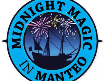 Blue logo Midnight Magic in Manteo.