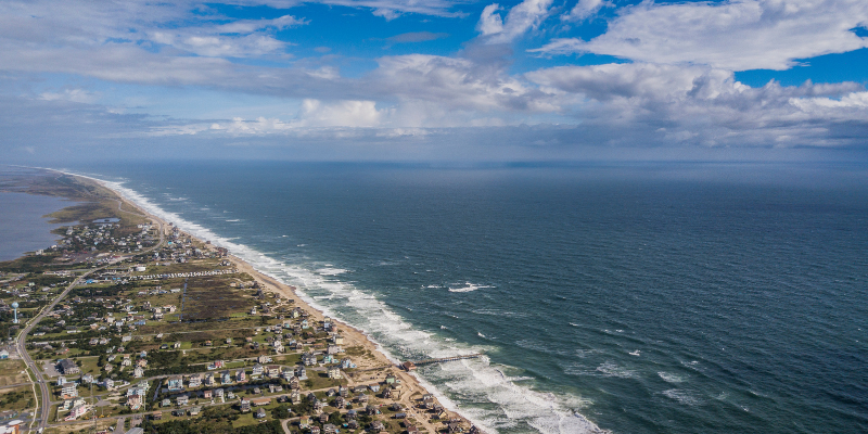 aerial view of outer banks oceanfront properties