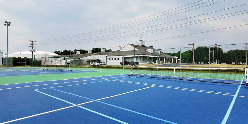 Green and blue pickleball court.