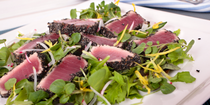 Seared Tuna Over Greens