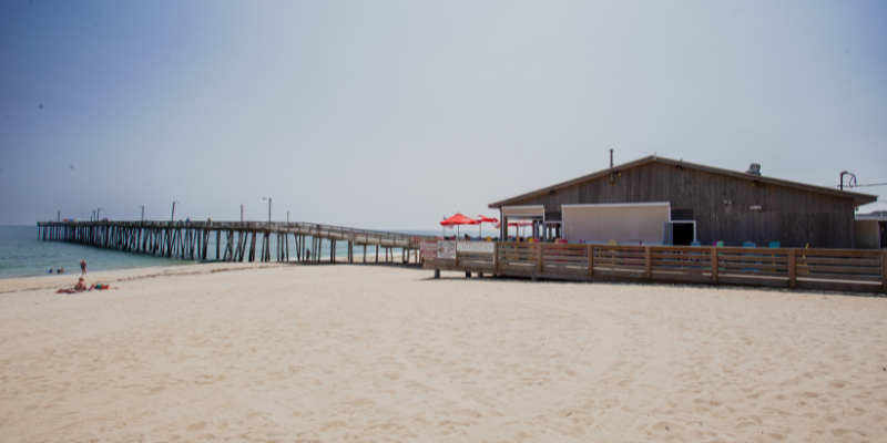 Nags Head Fishing Pier stretched out into the ocean.