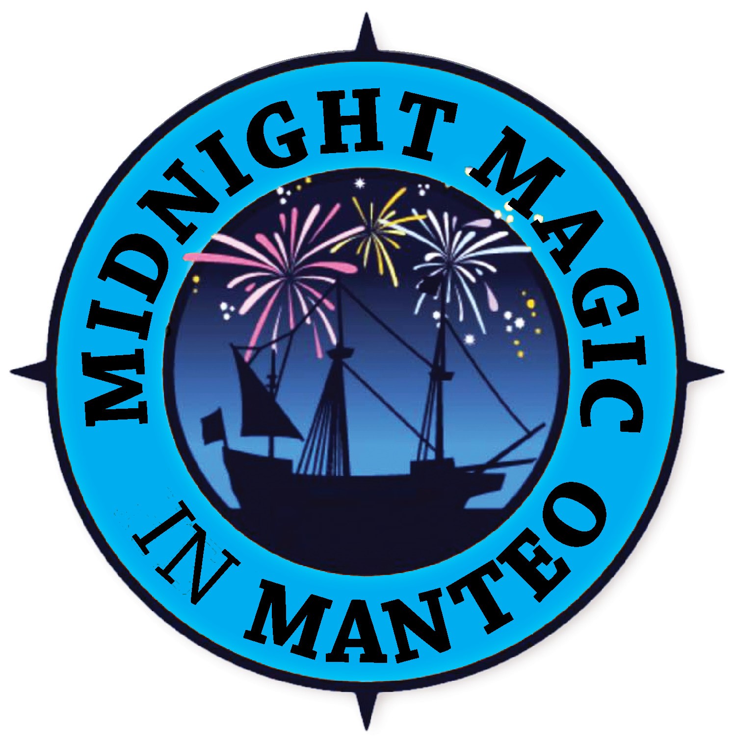 Blue logo Midnight Magic in Manteo.